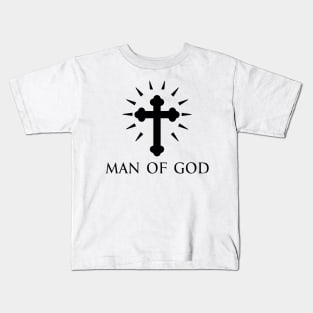 Man Of God - Cross Bottony - Black - Christian Series 7B Kids T-Shirt